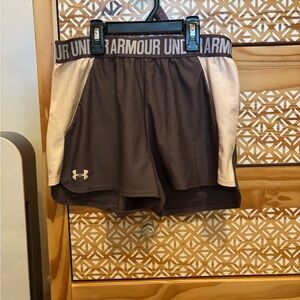 Under Armour Women's Purple and Light Pink Athletic Shorts